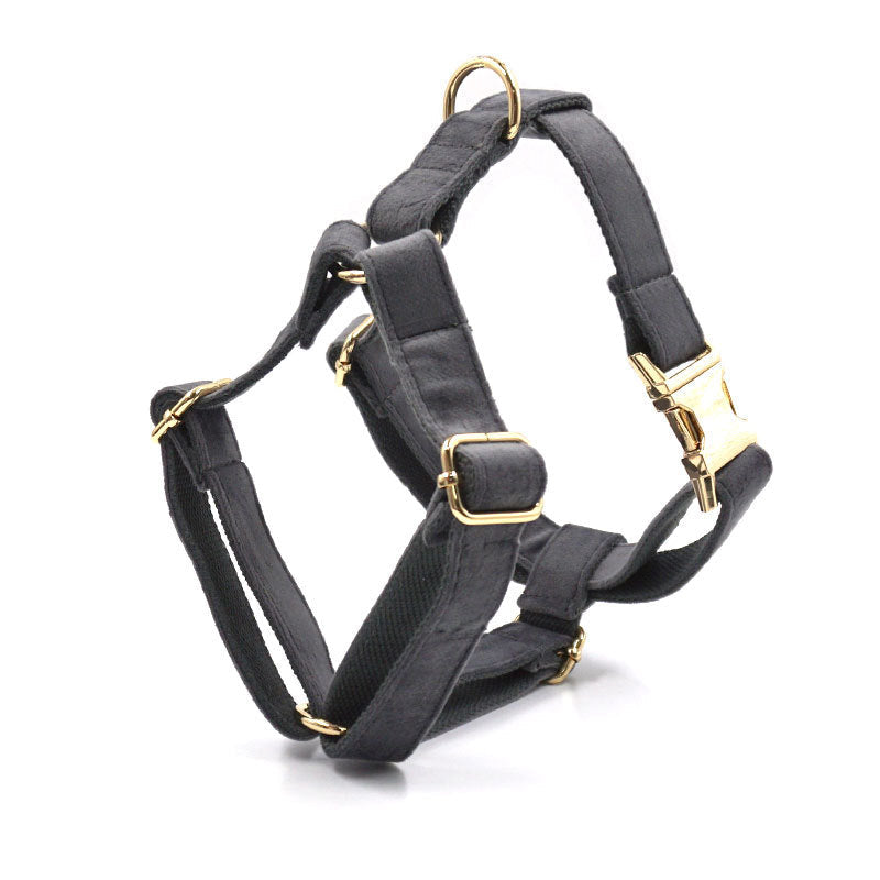 Elevate Your Pet's Style with Our Dark Grey Velvet Pet Collar Leash