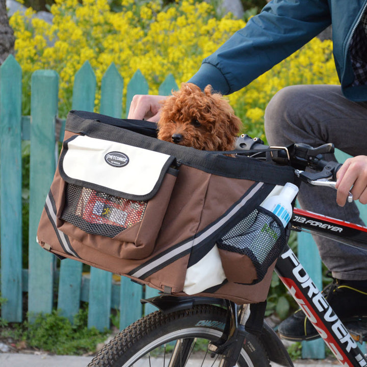 Pet Bicycle Carrier Removable Handlebar Front Basket Bag
