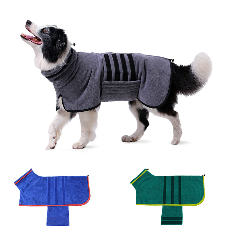 Pet Adjustable Bathrobe Absorbent Drying Grooming Clothes