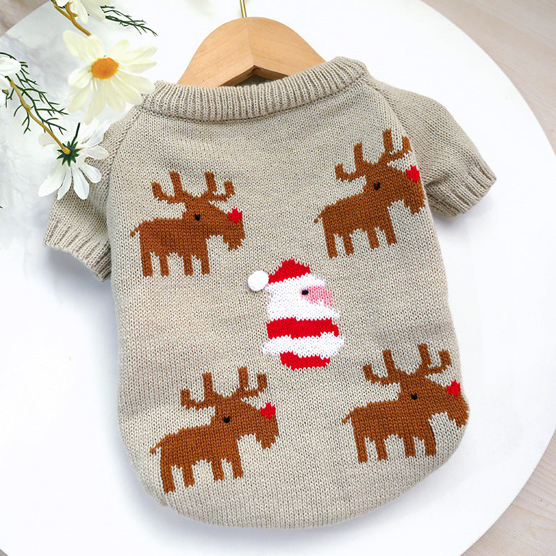 Pet Christmas Sweater Warm Festive Holiday Winter Clothing Outfit