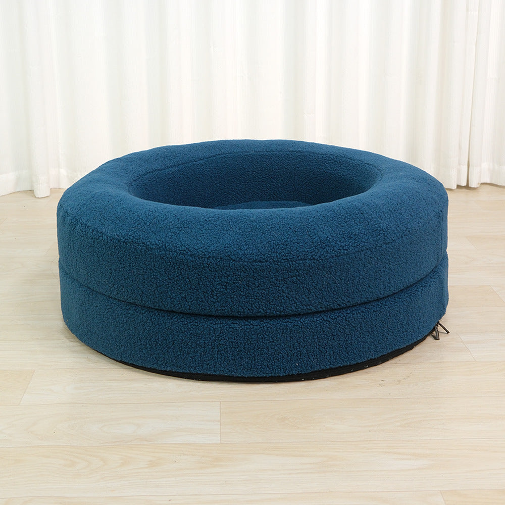 Solid Color Round Pet Bed Leisure Comfort Nest