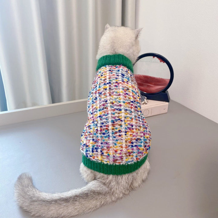 Pet Color Block Cardigan Sweater