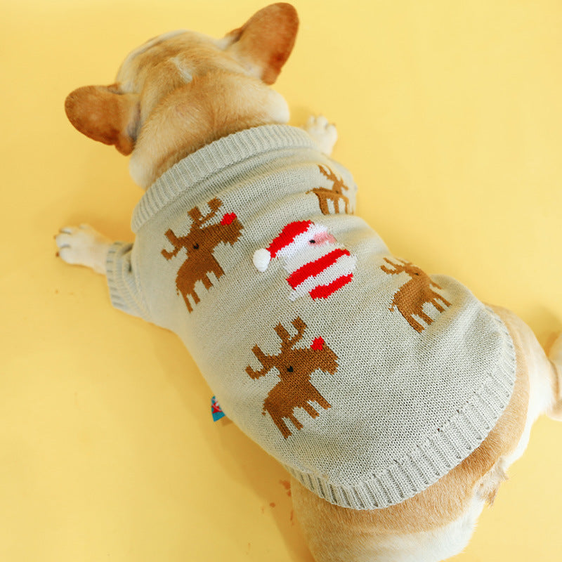 Pet Christmas Sweater Warm Festive Holiday Winter Clothing Outfit