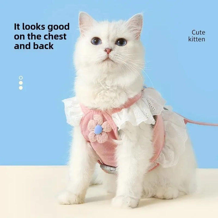 Summer Pet Collar Clothes With Safety Back Strap Walking Rope