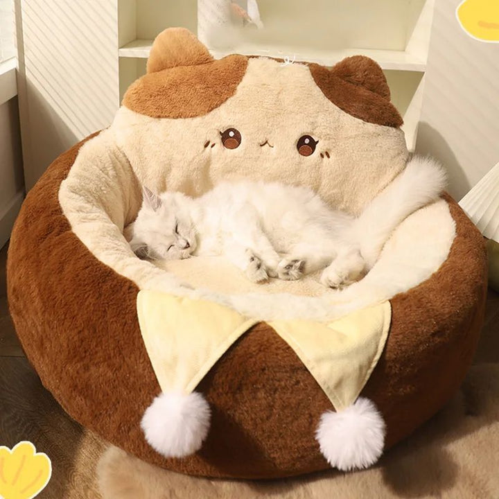 Soft Round Pet Bed Winter Warm Sleeping Cushion Nest