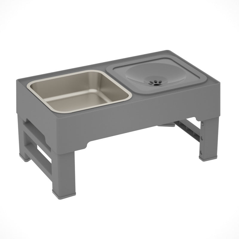 Adjustable Height Pet Double Stainless Steel Feeding Bowl Stand