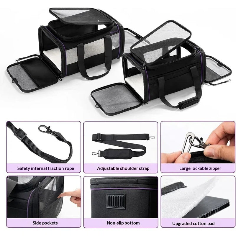 Portable Pet Carrier Travel Soft Expandable Airline Bag