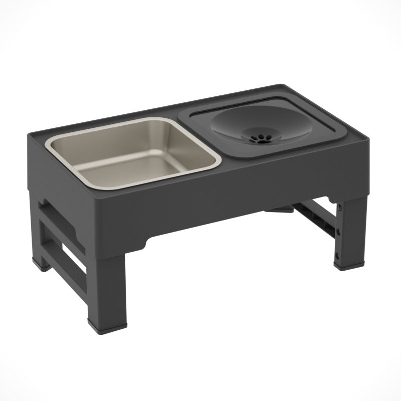 Adjustable Height Pet Double Stainless Steel Feeding Bowl Stand