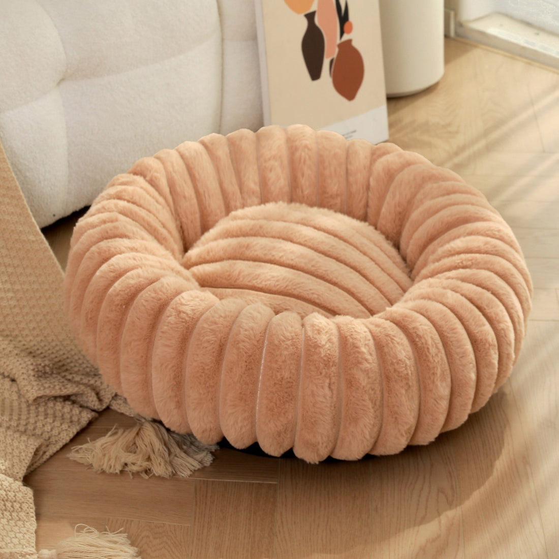 Plush Round Pet Nest Warm Winter Sleeping Bed