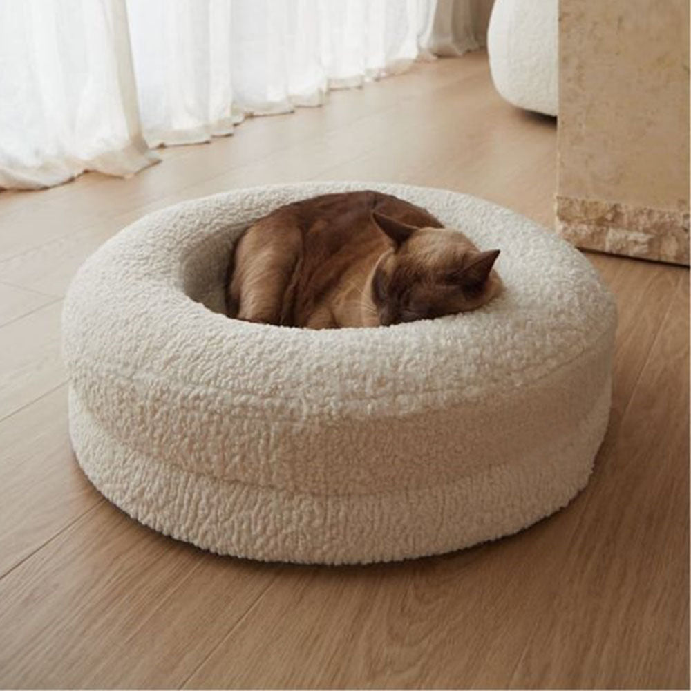 Solid Color Round Pet Bed Leisure Comfort Nest