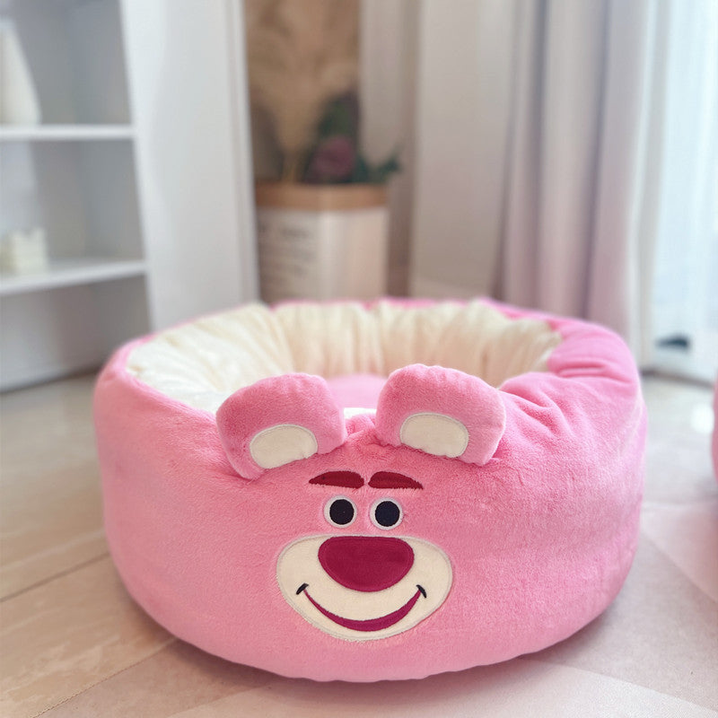 Cartoon Plush Round Pet Nest Four Seasons Cushion
