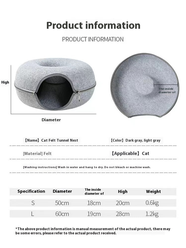 Comfortable Round Pet Tunnel Bed Soft Sleeping Nest
