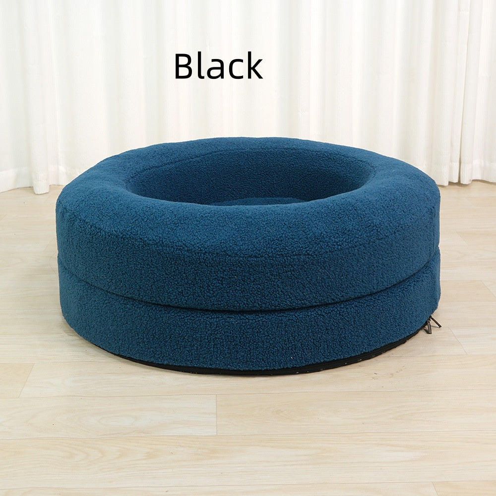 Solid Color Round Pet Bed Leisure Comfort Nest