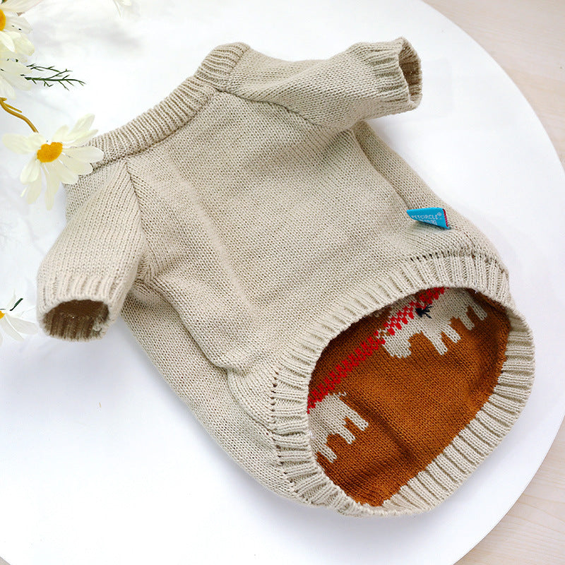 Pet Christmas Sweater Warm Festive Holiday Winter Clothing Outfit