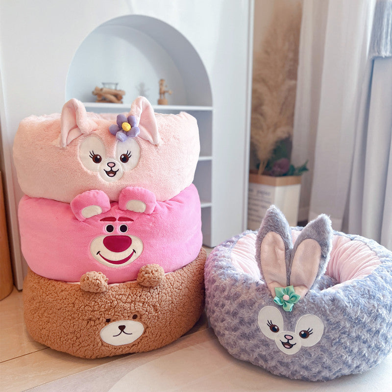 Cartoon Plush Round Pet Nest Four Seasons Cushion