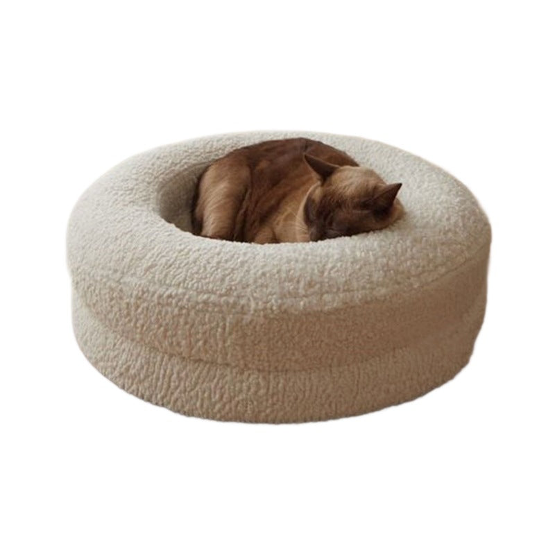Solid Color Round Pet Bed Leisure Comfort Nest