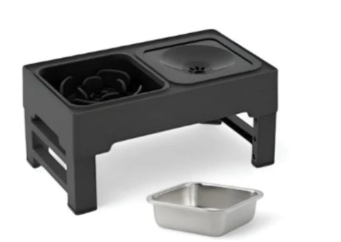 Adjustable Height Pet Double Stainless Steel Feeding Bowl Stand