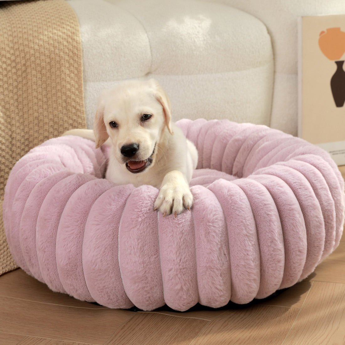 Plush Round Pet Nest Warm Winter Sleeping Bed