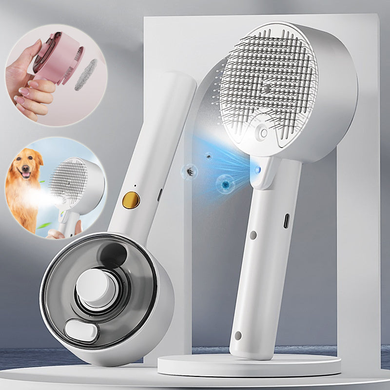 Self Cleaning Pet Hair Remover Steam Grooming Brush For Fur Removal