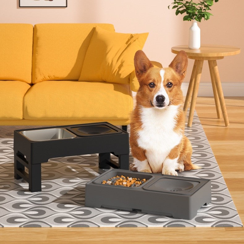 Adjustable Height Pet Double Stainless Steel Feeding Bowl Stand